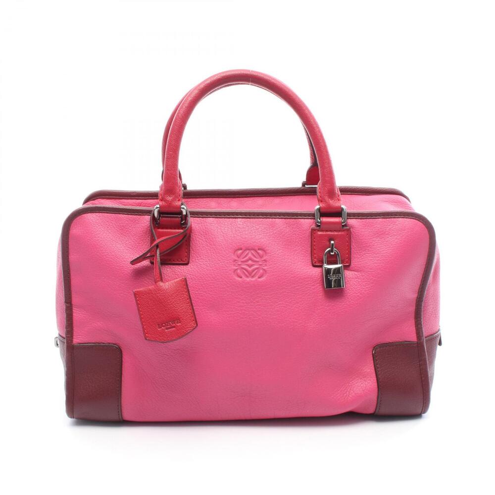 LOEWE Amazona Leather Handbag Pink Burgundy Red Red